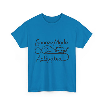 Cotton T-Shirt for Cat Lovers, Funny Sleeping Cat Tee,  Lazy Mood Graphic, Women's Heavy Cotton T-Shirt Gift for Cat Lovers