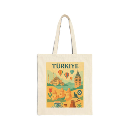Turkey Adventure Cotton Canvas Tote Bag, Eco-Friendly Grocery, Travel, Beach Bag, Gift for Travelers, Vintage Design