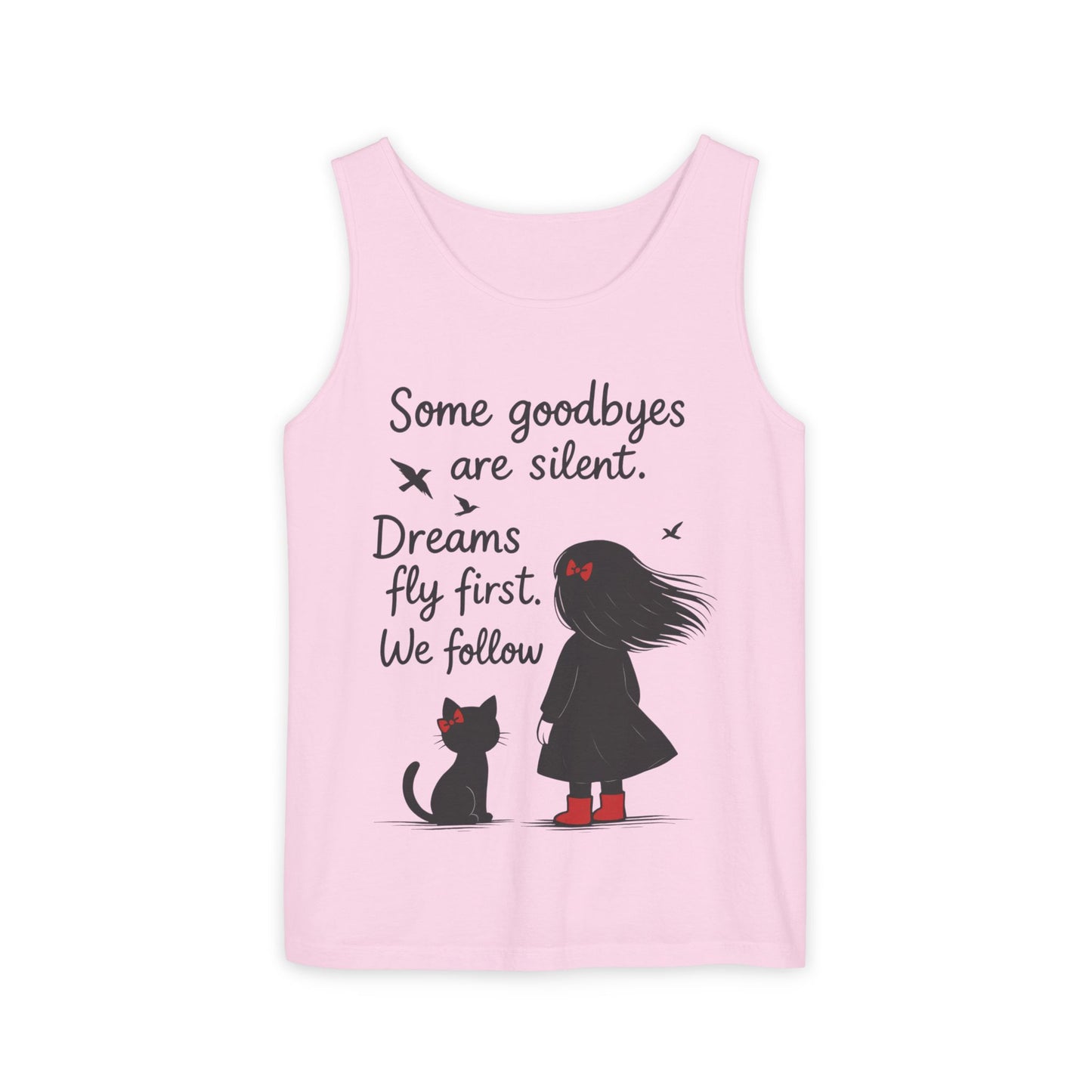 Minimalist Tank Top, Womens Tank, Girl & Cat Art Print, Emotional Lightweight Summer Shirt,  Inspirational Apparel, Cat Lover Gift