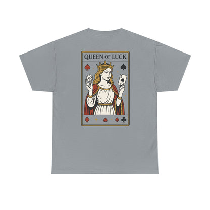 Queen of Luck Front & Back Print unisex T-Shirt, Roll the Dice Tee for Men, Vintage Gambling Shirt, Casino Gift, Poker Gift, Card Games Gift