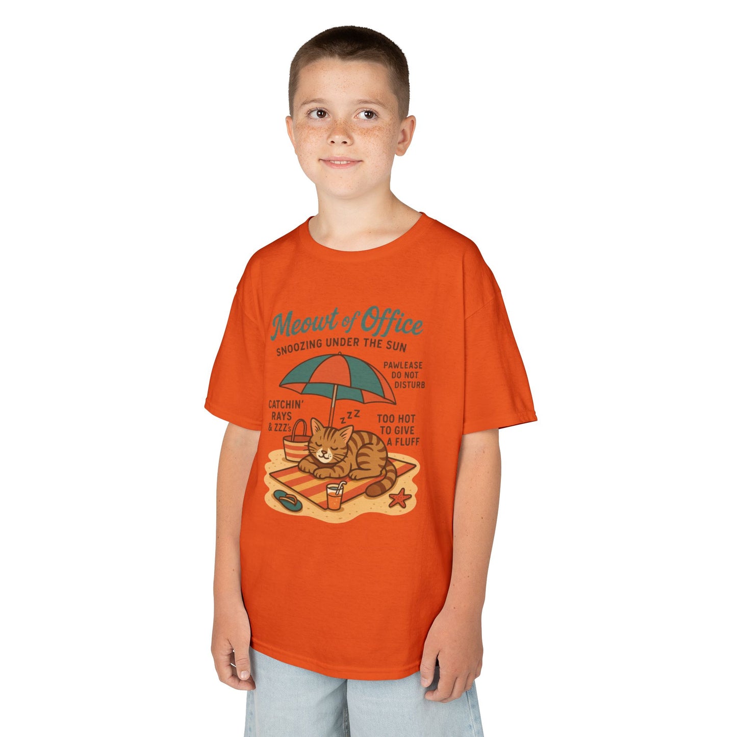 Kids Cat-Themed T-Shirt - Meowt of Office, Cute Summer Tee, Cat Lover Gift, Fun Playwear, Summer Beach Vacation Tee
