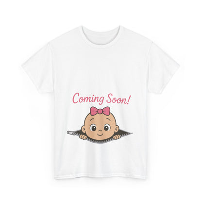 Coming Soon Maternity T-Shirt, Cute Baby Girl Pregnancy Announcement Shirt, Expecting Mom Gift, Gender Reveal Tee, Baby Shower Gift