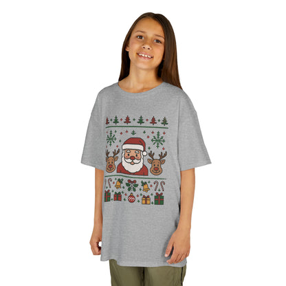 Santa - Reindeer Christmas Shirt for Kids, Cute Holiday Tee, Kids Heavy Cotton™ Tee