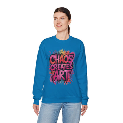 Women's Heavy Blend™ Crewneck Sweatshirt, Chaos Creates Art Graffiti Sweatshirt, Streetwear Sweatshirt