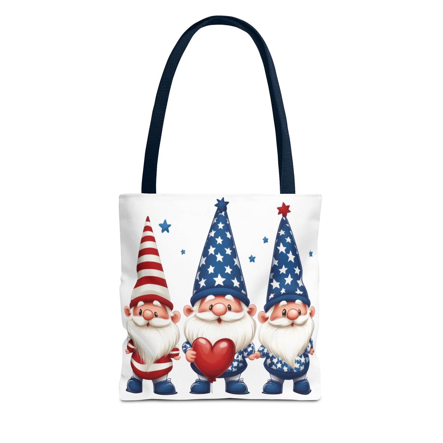 Patriotic Gnome Tote Bag, Stars and Stripes Reusable Grocery Bag, Cute Gnome Summer Bag, Holiday Gift Tote, Eco-Friendly Shopping Bag