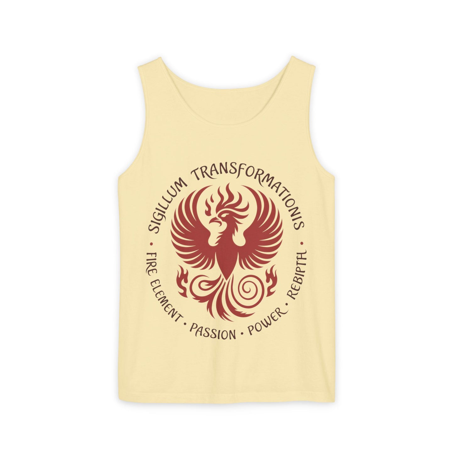 Phoenix Fire Element Tank Top, Sigillum Transformationis Seal, Passion Power Rebirth Totem, Phoenix Symbol Unisex Tank, Spiritual Tee