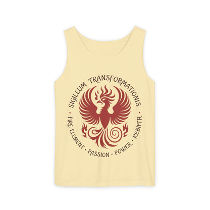 Phoenix Fire Element Tank Top, Sigillum Transformationis Seal, Passion Power Rebirth Totem, Phoenix Symbol Unisex Tank, Spiritual Tee