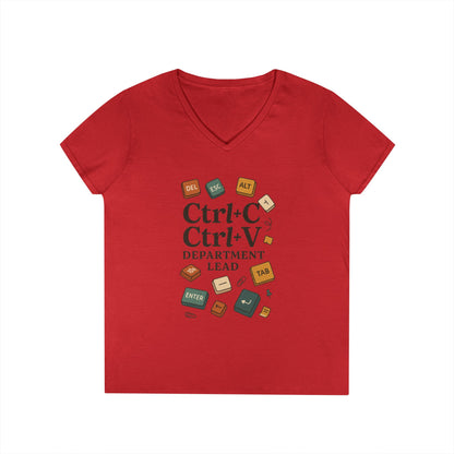 Tech Savvy Ladies' V-Neck T-Shirt, Funny Coding Tee, Programmer Gift, Office Humor Top, CTRL C V Shirt, Work From Home Clothes