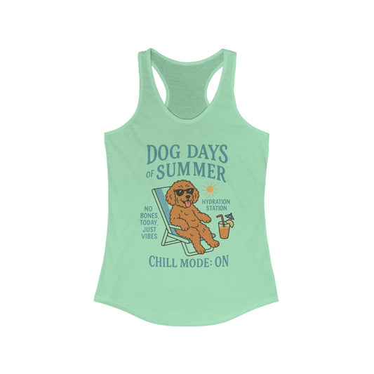 Dog Days of Summer Tank, Funny Cute Dog Graphic Womens Tank Top, Chill Mode ON Tee, Summer Puppy Vibes Gift, Dog Lover Gift