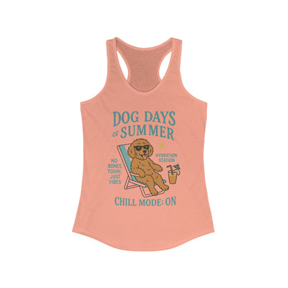 Dog Days of Summer Tank, Funny Cute Dog Graphic Womens Tank Top, Chill Mode ON Tee, Summer Puppy Vibes Gift, Dog Lover Gift