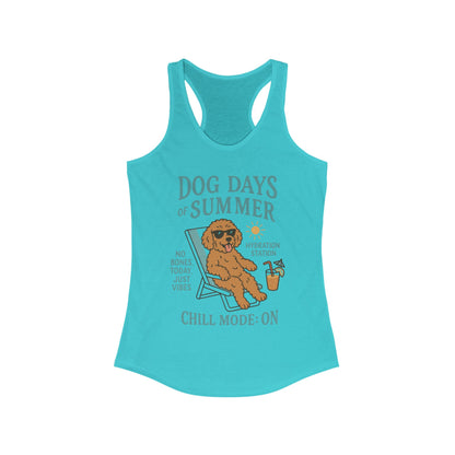 Dog Days of Summer Tank, Funny Cute Dog Graphic Womens Tank Top, Chill Mode ON Tee, Summer Puppy Vibes Gift, Dog Lover Gift