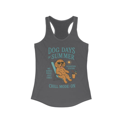 Dog Days of Summer Tank, Funny Cute Dog Graphic Womens Tank Top, Chill Mode ON Tee, Summer Puppy Vibes Gift, Dog Lover Gift