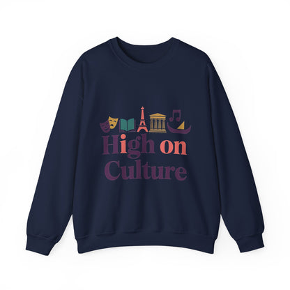 Womens Heavy Blend™ Crewneck Sweatshirt, High on Culture Womens Sweatshirt, Stylish Cultural Graphic Top