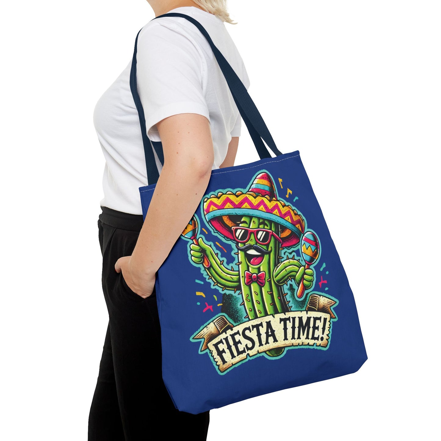 Fiesta Time Cactus Tote Bag, Funny Mexican Party Gift, Sombrero Maracas Print, Cinco de Mayo Bag, Summer Festival Tote, Beach Bag, Shopping