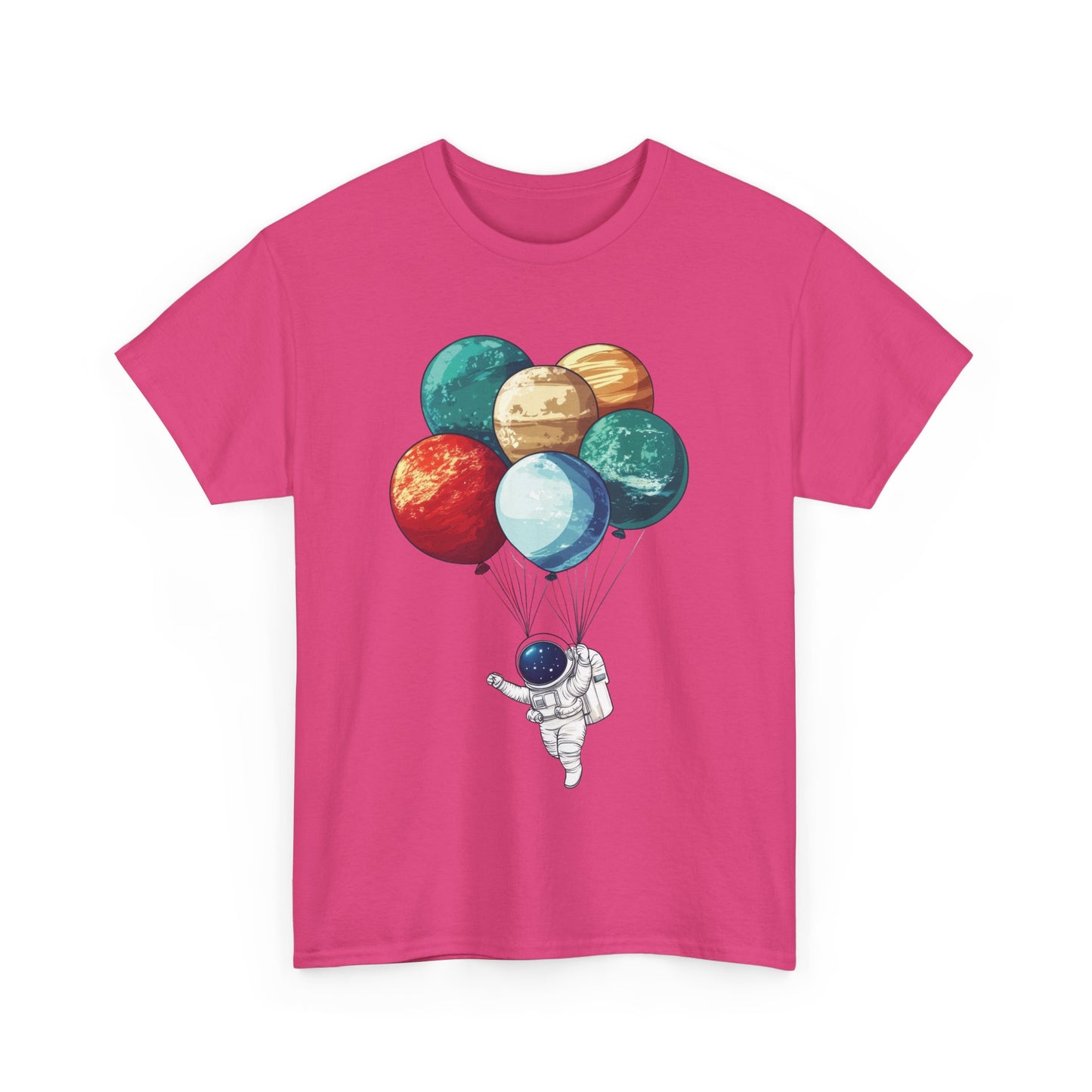 Astronaut with Planet Balloons T-Shirt, Space Lover Unisex Tee, Outer Space Graphic Shirt, Space Theme Shirt, Cosmic Adventure Top
