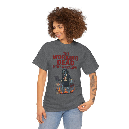 The Working Dead 9-to-5 Apocalypse Women's T-Shirt, Horror Office Zombie Top, Halloween Office Humor