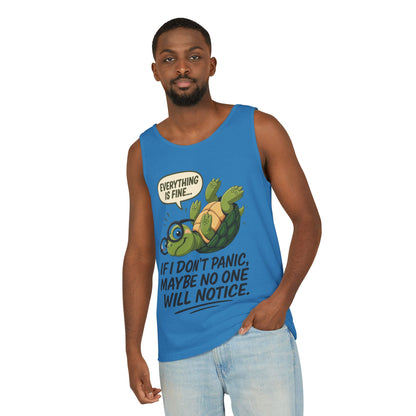 Mens Funny Turtle Graphic Tank Top, Summer Apparel, Gift for Animal Lovers, Beach Day Essentials, Mens Casual Wear, Relaxed Vibes