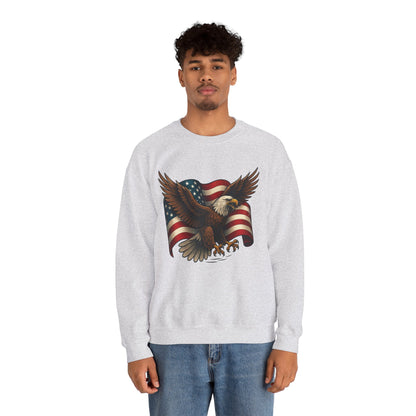 Patriotic Eagle Sweatshirt - Unisex Crewneck, USA Flag Apparel, Memorial Day, Veteran's Day, Independence Day, Gift for Patriots
