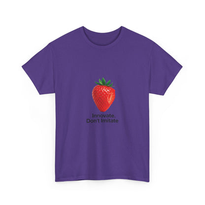 Strawberry Women's Heavy Cotton Tee, Innovate Don't Imitate Shirt,  Graphic Tee, Casual Wear, Gift Idea, Summer Style, Witty Design T-Shirt