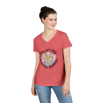 You Are My Favorite Human Mom Baby Tee, Mothers Day Gift, Pastel Heart Ladies V-Neck T-Shirt, Sentimental Mom Shirt