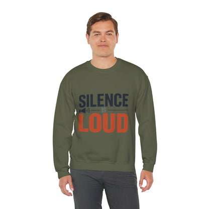 Mens Heavy Blend™ Crewneck Sweatshirt, Silence Is Loud Motivational Mens Sweatshirt