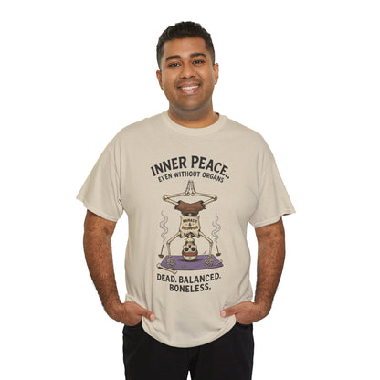 Inner Peace Skeleton Yoga Unisex Tee, Dark Humor Meditation Shirt, Gift for Mindfulness Lovers, Yoga Shirt, Peaceful Vibes