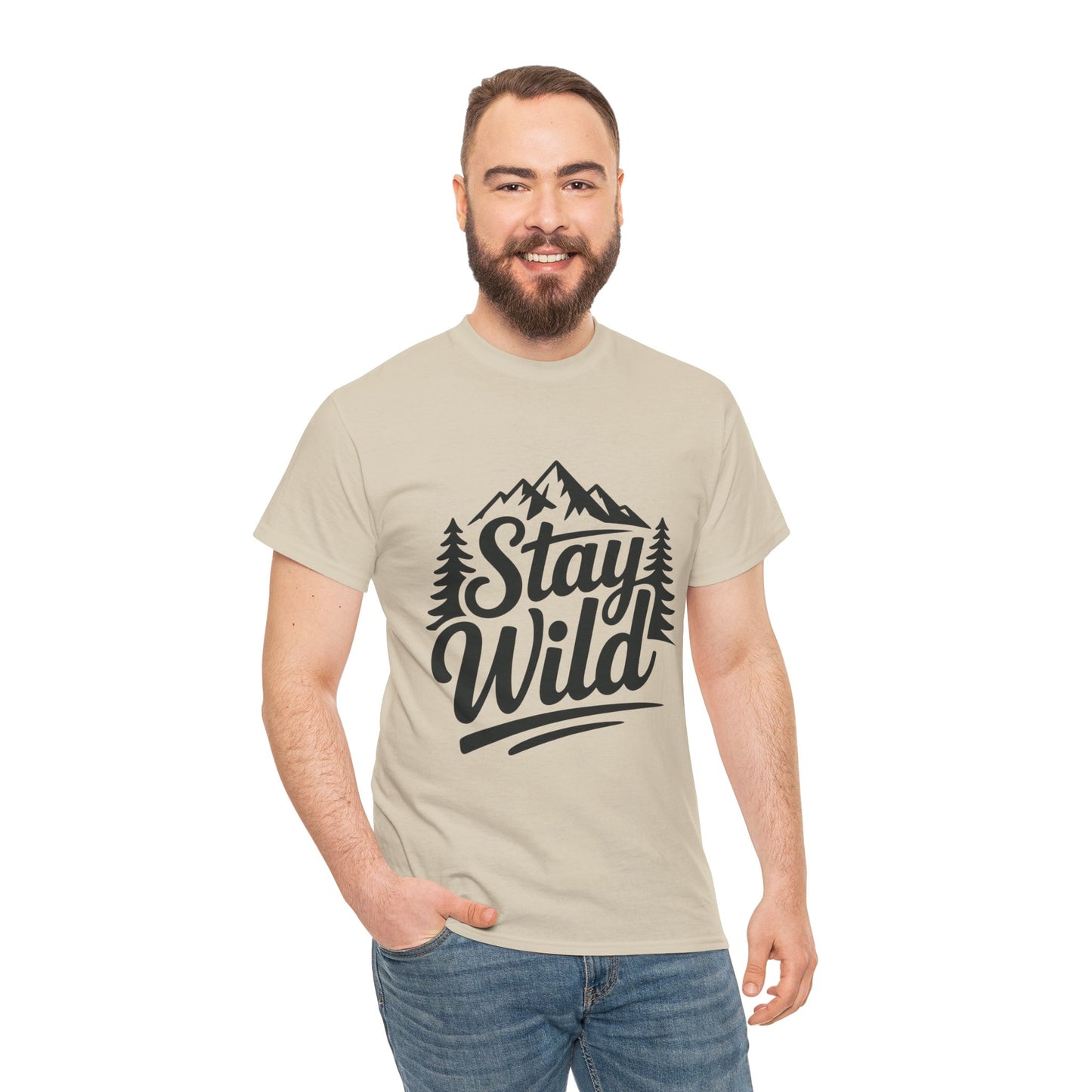 Stay Wild Adventure Tee, Unisex Heavy Cotton Tee for Nature Lovers, Camping, Hiking, Gifts for Outdoorsy Friends, Nature Graphic Tee