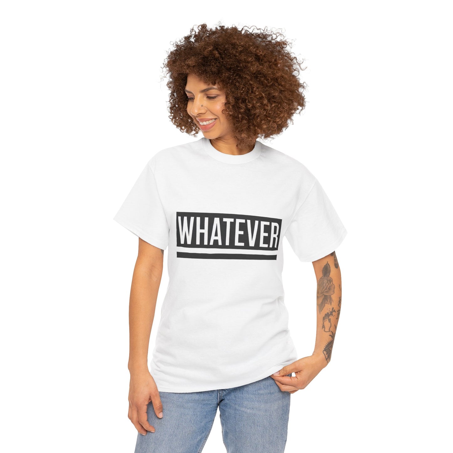 WHATEVER Statement Unisex T-Shirt, Bold Typography Graphic Unisex Heavy Cotton Tee, Funny Sarcastic Shirt, Casual Cool Gift Idea
