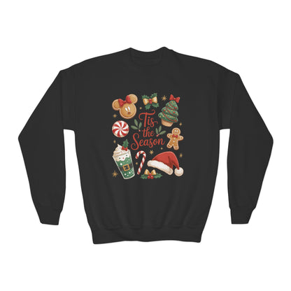 Tis the Season Christmas Sweatshirt for Girls, Cozy Holiday Cookie Jumper, Youth Crewneck Sweatshirt