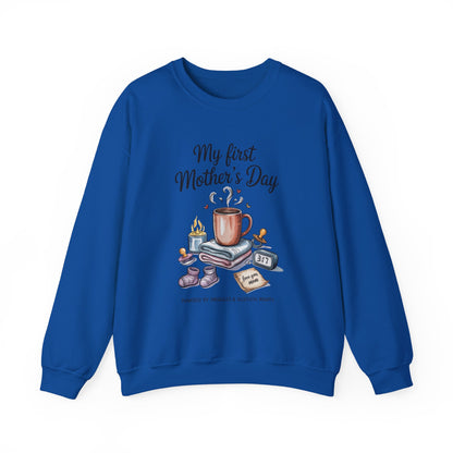 My First Mother's Day Sweatshirt, Cozy Crewneck for Moms, Gift for New Mothers, Baby Shower Tee, Snuggles & Sleepless Nights