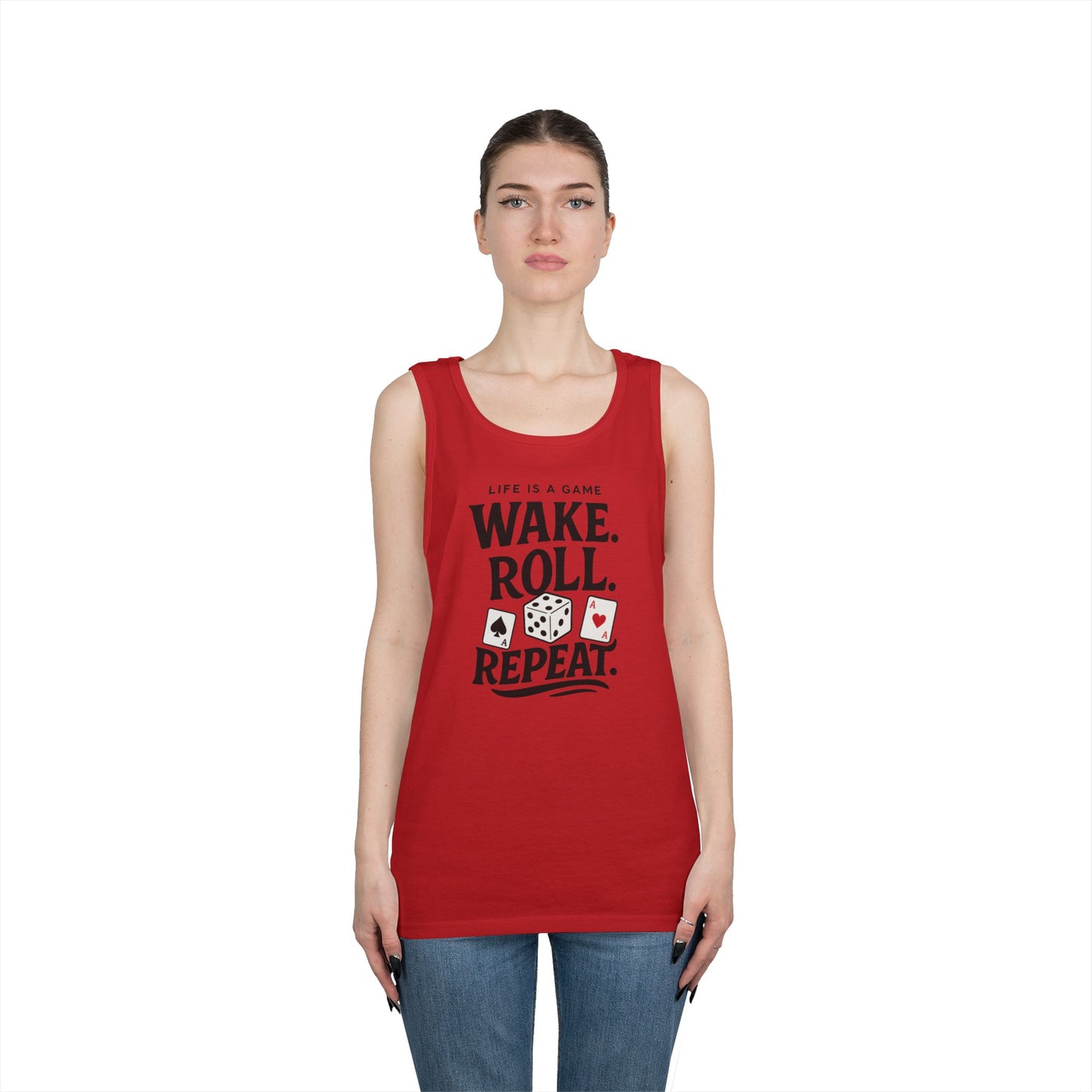 Game Themed Tank Top, Casual Tee, Gift for Gamers, Fun Workout Top, Funny Dice & Cards Shirt, Unisex Gambling Gift
