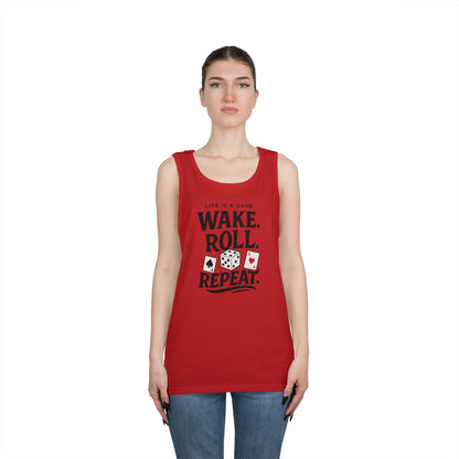 Game Themed Tank Top, Casual Tee, Gift for Gamers, Fun Workout Top, Funny Dice & Cards Shirt, Unisex Gambling Gift