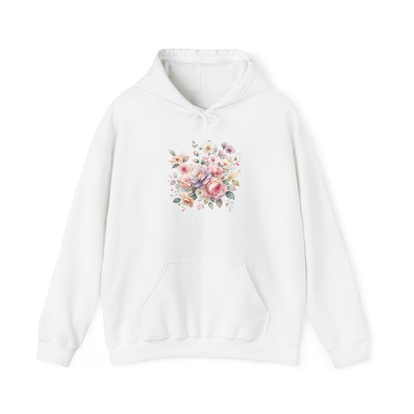Floral Comfort Hoodie, Cozy Sweatshirt for Women, Spring Fashion, Gift for Her, Casual Everyday Wear, Soft Pastel Flower Print Sweatshirt