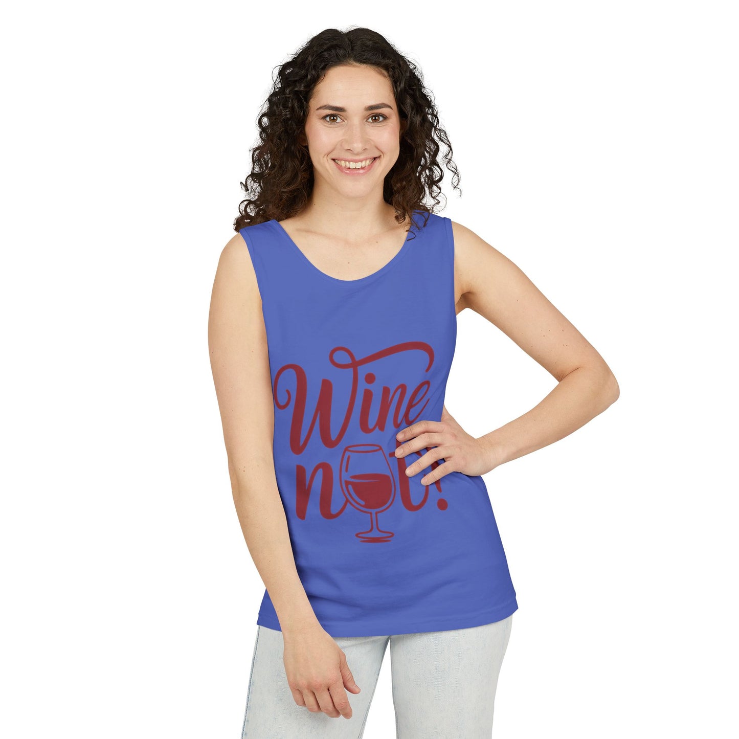 Unisex Garment Tank Top, Wine Not? Tank Top - Perfect for Summer Parties, Wine Lovers, Gifts, Casual Wear, or Vacations