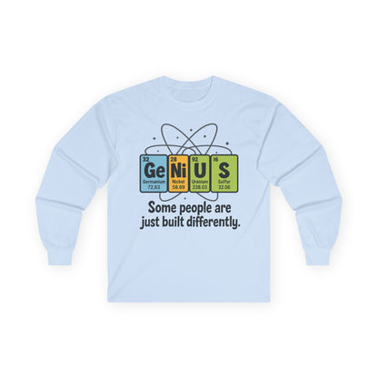 Funny Genius Long Sleeve Tee, Periodic Table Nerd Tee, Science Humor Tee for Smart Guys, Unisex Gift, Science Shirt, Nerdy Fashion