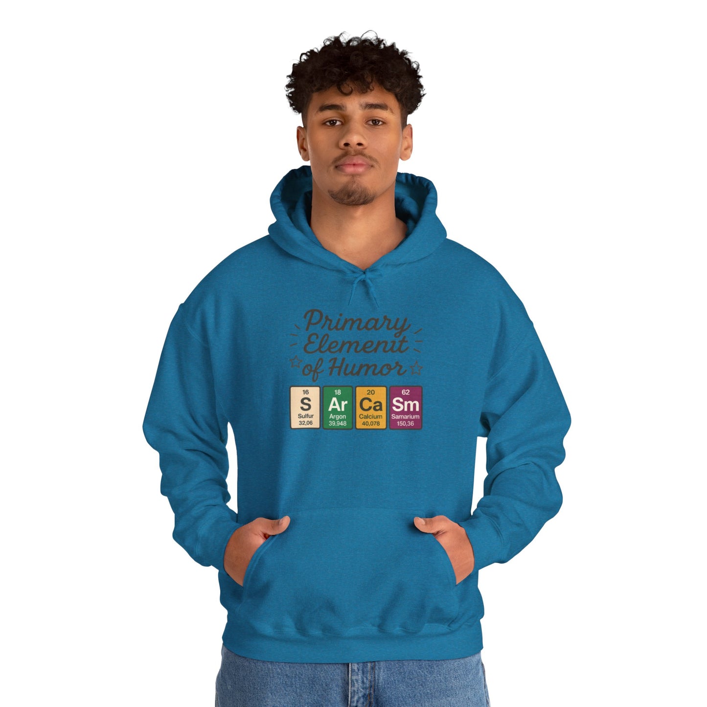 Sarcasm Hoodie for Men, Funny Nerd Hoodie, Primary Element of Humor Sweatshirt, Science Lover Gift for Him, Sarcastic Humor Apparel