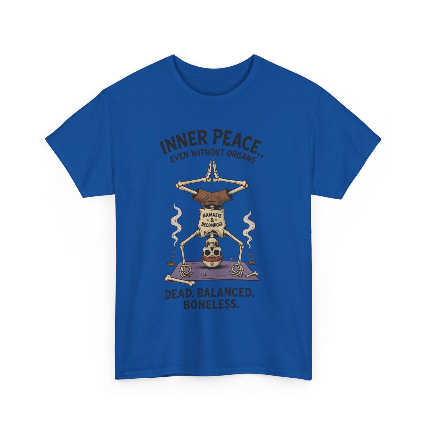 Inner Peace Skeleton Yoga Unisex Tee, Dark Humor Meditation Shirt, Gift for Mindfulness Lovers, Yoga Shirt, Peaceful Vibes
