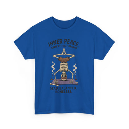 Inner Peace Skeleton Yoga Unisex Tee, Dark Humor Meditation Shirt, Gift for Mindfulness Lovers, Yoga Shirt, Peaceful Vibes