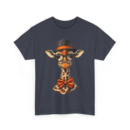 Hipster Giraffe T-Shirt with Hat and Glasses, Whimsical Giraffe Tee, Fun Gift, Cute Graphic Shirt, Unisex Heavy Cotton Tee
