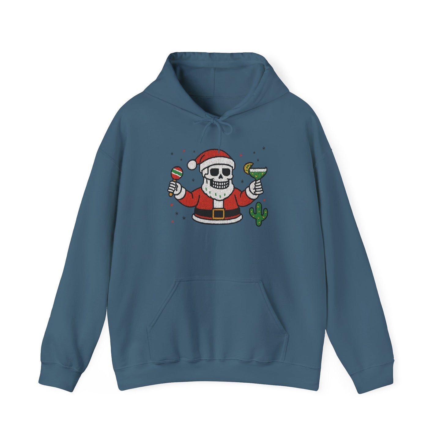 Skeleton Santa Funny Christmas Hoodie for Men, Ugly Margarita Holiday Sweatshirt