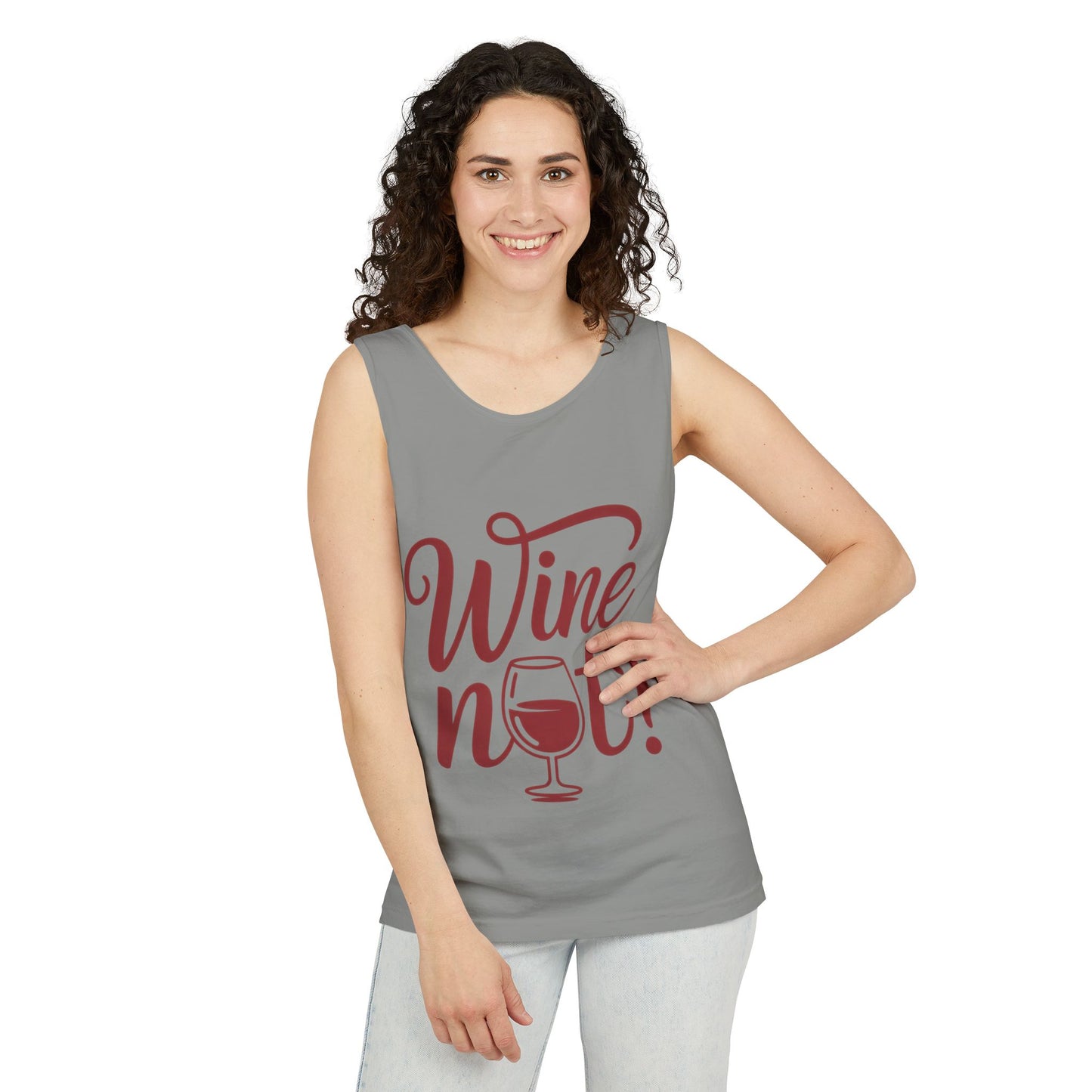 Unisex Garment Tank Top, Wine Not? Tank Top - Perfect for Summer Parties, Wine Lovers, Gifts, Casual Wear, or Vacations
