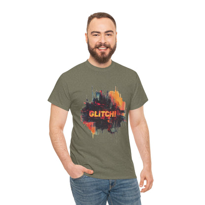 Glitch Art Unisex Heavy Cotton Tee, Trendy Graphic Top, Gift for Tech Lovers, Abstract Street Style Graphic Tee,Techcore Aesthetic Shirt