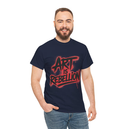 Men's Heavy Cotton Tee, Art Is Rebellion Men's T-Shirt, Graffiti Street Art Graphic Tee, Urban Skate Punk Style Shirt
