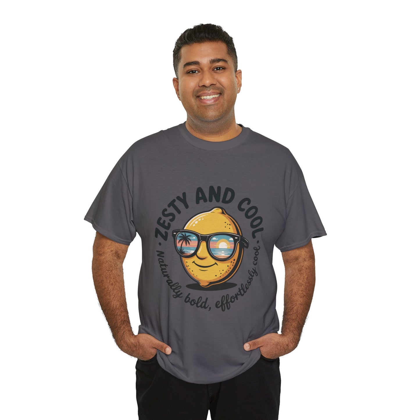 Zesty and Cool Mens Tee, Stylish Casual Shirt, Summer Outing Apparel, Fun Gift for Friends, Lemon Graphic T-Shirt, Birthday Present Idea