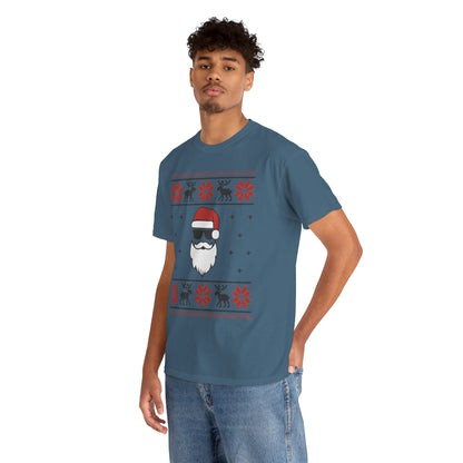 Cool Santa Men's T-Shirt, Funny Christmas Tee, Retro Knit Pattern Holiday Shirt