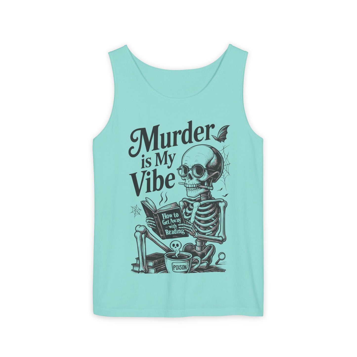 Murder Is My Vibe Tank Top, Womens Goth Tank, Halloween Clothing, Skeleton Graphic Tee, Cozy Casual Wear, Quirky Gift Idea