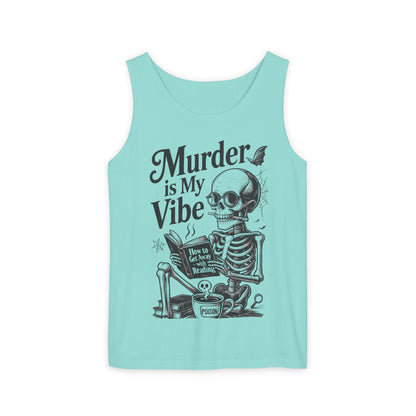 Murder Is My Vibe Tank Top, Womens Goth Tank, Halloween Clothing, Skeleton Graphic Tee, Cozy Casual Wear, Quirky Gift Idea