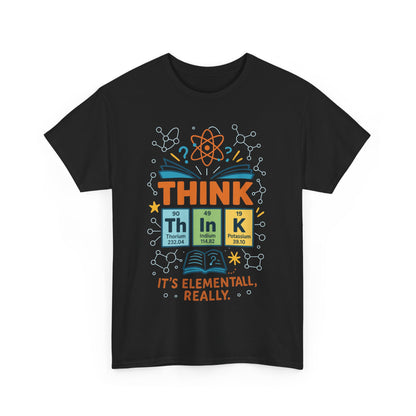 Funny Mens Science T-Shirt, THINK Element Periodic Table Shirt, Smart Geek Nerd Tee for Him, Ideal for Science Lovers, Geeky Apparel