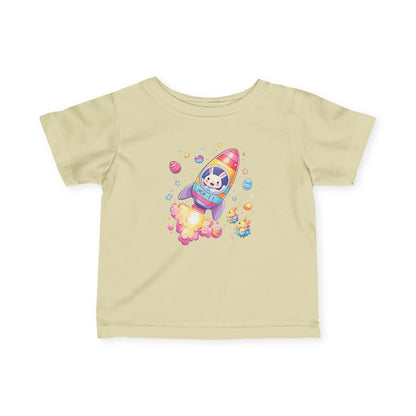 Easter Astronaut Bunny Infant Tee - Cute Rocket Bunny and Eggs Design, Fun Space Baby Shirt for 6-24 Months, Spring Holiday Outfit