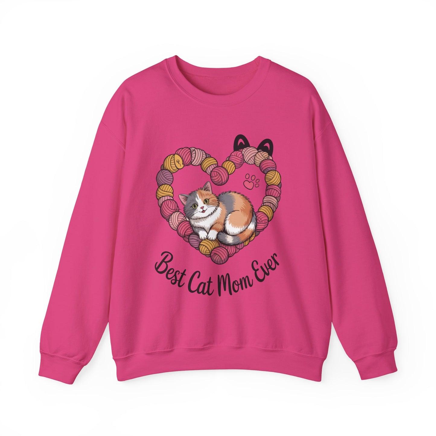 Best Cat Mom Ever Sweatshirt, Cozy Cat Lover Gift, Mother's Day Apparel, Pet Owner Sweatshirt, Cute Gift for Cat Moms, Yarn Themed
